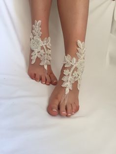 Ivory Barefoot Sandals, Bridal Ivory sandals, bridal lace barefoot, wedding ivory  sandals, Beach Wedding party, Bridal Shoes by semajewelry on Etsy https://www.etsy.com/listing/595706333/ivory-barefoot-sandals-bridal-ivory Bridal Beach Sandals, White Barefoot Sandals, Champagne Sandals, Beach Wedding Party, Lace Barefoot Sandals, Ivory Sandals, Beach Wedding Sandals, Beach Wedding Shoes, Wedding Shoes Low Heel