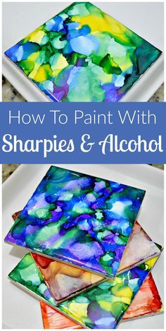 how to paint with sharpies and alcohol - free art supplies for kids, including stained glass coasters