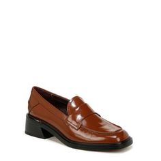 Legendary loafers. A classic, menswear-inspired silhouette meets feminine accents on these forever classic womens loafers. Leather/fabric or leather upper responsibly sourced through Leather Working Group-audited factories. Slip on style. Round toe. Stitch detailing. 1.75 inch block heel. | Franco Sarto Gabriella Heeled Loafer, Brown, 8M Slip-on Oxfords For Fall Office Wear, Fall Slip-on Oxfords For Office, Slip-on Dress Shoes For Office In Fall, Classic Platform Loafers With Removable Insole For Office, Classic Office Loafers With Removable Insole, Formal Fall Platform Loafers With Rubber Sole, Classic Formal Platform Loafers For Spring, Classic Oxfords For Workwear In Fall, Modern Loafers For Office In Fall