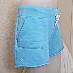 Polo Ralph Lauren Cotton Blend Sweat Shorts - Nwot - Never Worn Light Blue Cotton Sporty Shorts, Sporty Light Blue Cotton Shorts, Light Blue Lounge Shorts With Pockets, Light Blue Fitted Casual Shorts, French Terry Shorts, Polo Ralph Lauren Shorts, Polo Ralph Lauren Women, Light Blue Shorts, Black Jean Shorts