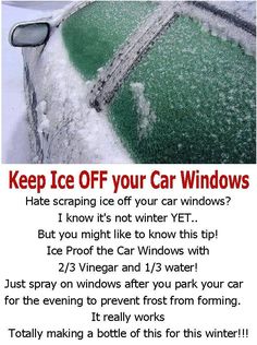 an advertisement for a car window that is covered in snow and has the words keep ice off your car windows