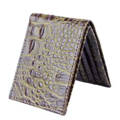 Material: Alligator genuine leather designColor: Swamp GreenProduct dimensions: L x H 4.5" X 3.5" approx Leather Bifold Card Holder With Crocodile Pattern, Formal Leather Wallets With Crocodile Pattern, Black Leather Wallets With Crocodile Pattern, Alligator Wallet, Luxury Black Crocodile Pattern Wallet, Leather Design, Luxury Branding, Color Design, Genuine Leather