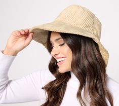 Complete your OOTD with this corduroy hat. The long brim can be flipped up or down, and the adjustable pull tie provides the perfect fit. From Sprigs. Adjustable Corduroy Bucket Hat, Spring Corduroy Hat With Curved Brim, Corduroy Hat With Curved Brim For Spring, Adjustable Corduroy Hat With Curved Brim, Brown Cowboy Hat, North Face Hat, Brown Beanie, Corduroy Hat, Crochet Winter Hats