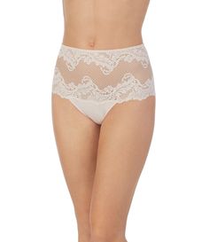 From Le Mystere, this thong features:Pattern stretch lace fabricationFlattering high waist cutElastic waistbandMinimal rear coverageCotton gussetNylon/spandexHand washImported. Fitted High-cut Leg Bottoms With Delicate Lace, Fitted Bottoms With Delicate Lace And High-cut Leg, Feminine Lace Seamless Bottoms, Feminine Seamless Lace Bottoms, Stretch Lace Shapewear With Lace Trim, Feminine Seamless String Bottoms, Lace Stretch Shapewear Bottoms, Stretch Lace Shapewear Bottoms, Seamless Lace Brief Bottoms