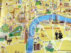 a map of the city of south bank, with people walking and riding on it