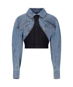 Mugler Cropped Denim Jacket | italist Cropped Denim Jacket, Cropped Denim, Denim Jacket, Coats Jackets, Clothes