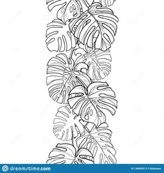 a black and white line drawing of monster leaves