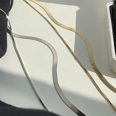 Simple yet classy design- just the way we like it. Available in two colors. Material: Sterling Silver. Trendy Jewelry Ideas, Minimalist Necklace Gold, Jewellery Packaging, Double Layer Necklace, Layered Chain, Bone Necklace, Herringbone Necklace, Stacked Necklaces, Snake Chain Necklace