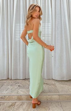 Genevieve Sage Maxi Skirt – Beginning Boutique US Sage Top, Dainty Jewellery, Prom Midi Dress, Glam Look, Semi Formal Dresses, Glam Looks, Strapless Tops, Long Crop Top, Crop Top Sweater