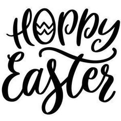 the words happy easter written in black ink