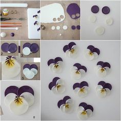 there are several pictures of flowers being made