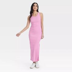 Women's Rib-knit Maxi Bodycon Dress - Universal Thread™ : Target Spring Bodycon Maxi Dress With Side Slits, Spring Maxi Bodycon Dress With Side Slits, Spring Maxi Length Bodycon Dress With Side Slits, Ribbed Stretch Sleeveless Maxi Dress, Ribbed Maxi Length Bodycon Dress, Sleeveless Stretch Ribbed Maxi Dress, Spring Bodycon Dress With Side Slits, Spring Fitted Maxi Dress With Scoop Neck, Fitted Scoop Neck Maxi Dress For Spring