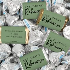 hershey wrappers with the words eat, drink and behance on them