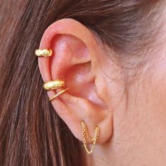 No piercing, no worries!  For an edgy, different look. Simply put your ear cuffs on (stacked or alone) and head out.  It is as simple as that.  Details * All components come in one of your choices: sterling silver rose gold vermeil, or gold vermeil (rose or gold plated over sterling silver). * Cuff thickness: 4mm. * Cuff diameter: 10mm * Comes beautifully packaged, in our branded Tiny Jewelry Box. Perfect for gift-giving, OR treat yourself!  For more designs, please browse my store here https:// Trendy Hypoallergenic Ear Climbers For Everyday, Trendy Everyday Hypoallergenic Ear Climbers, Trendy Adjustable Pierced Ear Climbers, Trendy Small Hoop Single Ear Cuff, Adjustable Trendy Ear Climbers, Trendy Hypoallergenic Ear Cuff For Everyday Wear, Trendy Hypoallergenic Hoop Ear Cuff, Trendy Pierced Ear Cuff For Everyday, Trendy Tarnish Resistant Ear Cuff As Gift