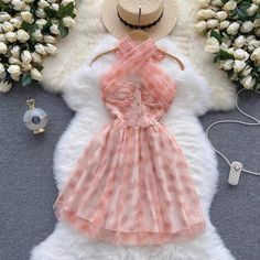 Gentle wind, pink dress, halter neck fairy dress, sweet temperament dress,cute A-line dressMaterial:blendedStyle:cuteColor:as pictureFeatures:gentle,sweetSize:(cm):M ,L 1inch=2.54cm,1cm=0.39inchM:length:64,waist:66,bust:80&ltbr/>&ltp&gtM:length:65,waist:70,bust:84</p>&ltbr/>&ltp&gtNote:Due to different measurement methods,there will be 1-3 error(unite:cm), please understand.</p>&ltbr/>&ltp&gtPlease check the size carefully when you choose items,thank you.</p>&ltbr/> Cute Pink A-line Mini Dress, Cute Summer Fairy Dress For Party, Cute Fairy Dress For Summer Garden Party, Cute Mini Fairy Dress For Summer, Cute Summer Mini Fairy Dress, Cute Summer Fairy Dress In Mini Length, Cute Sleeveless Fairy Dress For Spring, Spring Sleeveless Cute Fairy Dress, Cute A-line Mini Dress For Party