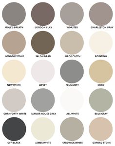 the different shades of gray and white paint colors for walls, windows, doors or furniture