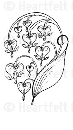 a drawing of a flower with hearts on it