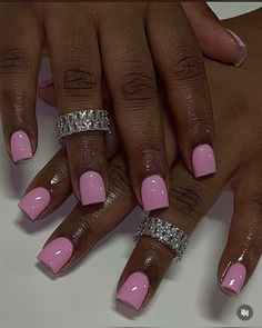 Pink Short Nails, Overlay Nails, Work Nails, Long Acrylic Nails Coffin