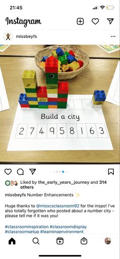 the instagram page on instagram com shows an image of legos and numbers