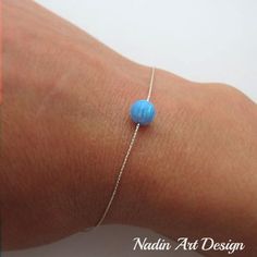 Blue Opal Bead Bracelet - Opal Dot Bracelet Opal ball - Nadin Art Design - Personalized Jewelry Opal Jewelry Set, Gift Packing, Opal Bracelet, Birthstone Gifts, Personalized Bracelets, October Birthstone, Jewelry For Her, Matching Necklaces, Sterling Silver Bracelet