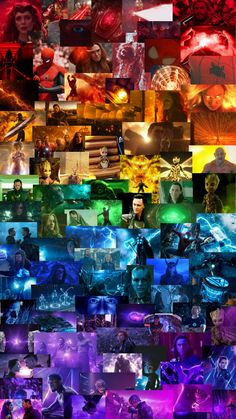 a collage of many different colored images