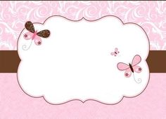 a pink and brown card with butterflies on it