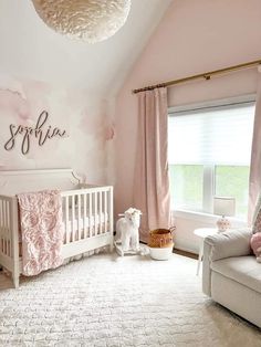 Baby Pink Nursery Ideas, Baby Girl Nursery Pink And White, Pink Nursery Aesthetic, Pale Pink Nursery, Pink Nursery Ideas, Light Pink Nursery, Pink Girl Nursery, Pink Nursery Room, Pink Baby Room