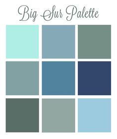 the color palette is blue and grey with white lettering that says, big sur palette