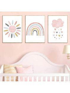 This frameless pink cartoon wall art set adds an adorable touch to any nursery. Made for baby and kids rooms, it brings a playful element with its cute design. Each piece is lightweight for easy hanging and can be arranged in any order. Brighten up your little one's room with this charming set. Color : Multicolor Product Benefits : Removable Material : Synthetic Fiber Cartoon Wall Art, Pink Cartoon, Nursery Artwork, Adorable Nursery, Nursery Paintings, Cartoon Wall, Personalized Canvas