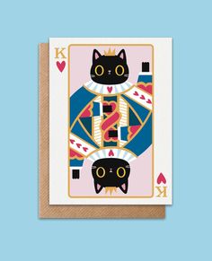 a card with two cats on it and the letter s is in front of them