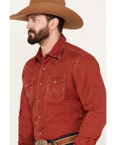 Western Shirt With Pockets For Ranch, Western Style Collared Shirt With Pockets, Long Sleeve Shirt With Pockets For Rodeo, Western Style Cotton Shirt With Pockets, Western Cotton Shirt With Pockets, Rodeo Button-up Shirt With Pockets, Collared Shirt With Pockets For Rodeo, Retro Men, Red Design