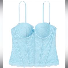 Victoria’s Secret Very Sexy Lace Balconette Corset Top Blue Top Nwt Size Large Adjustable And Removable Straps . Straps And Hooks Floral Lace Corset Lifts And Lining Underwire . Hand Wash .. * Partially Made From Recycled Materials Blue Fitted Lace Camisole, Fitted Blue Lace Camisole, Blue Lace Fitted Camisole, Light Blue Fitted Camisole, Blue Fitted Tops With Underwire Support, Victoria's Secret Push-up Bra Friendly Tops, Elegant Bra Friendly Tops By Victoria's Secret, Elegant Light Blue Victoria's Secret Bra, Elegant Victoria's Secret Tops With Comfort Fit