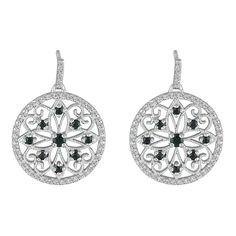 Enhance your look with these 10k White Gold Sapphire & Diamond Medallion Earrings. Click on this JEWELRY & WATCHES GUIDE to learn about fit, styles, materials and more! Enhance your look with these 10k White Gold Sapphire & Diamond Medallion Earrings. Click on this JEWELRY & WATCHES GUIDE to learn about fit, styles, materials and more! FEATURES Length: 22.0 mm x 15.5 mm Backings: post Metal: 10k white gold Plating: 10k white gold Finish: polished Packaging: boxed ImportedSTONE DETAILS Stone type Fine Jewelry Black Diamond Round Earrings, Formal Black Diamond Earrings Fine Jewelry, Black Diamond Round Earrings, White Gold Earrings With Black Diamonds, Formal Round Black Diamond Earrings, Formal Black Diamond Round Earrings, Sterling Silver Diamond Earrings With Elegant Design, Sterling Silver Round Diamond Earrings With Elegant Design, Luxury Silver Earrings With Black Diamonds