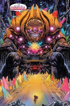 the cover to thor annual comic book, featuring an image of a giant creature with glowing eyes