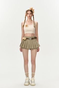 13De Marzo High Waist Belt Pleated Skirt Shorts Khaki Size Chart ( in CM ) Waist Hip Length S 67 81 27.5 M 71 85 28 L 75 89 28.5 Fitted Short Skirt With Belt Loops, Fitted Pleated Flared Skirt With Belt Loops, High Waist Fitted Khaki Cargo Skirt, Fitted High Waist Khaki Cargo Skirt, Fitted Beige Mini Skirt, Chic High Waist Khaki Skirt, Khaki High Waist Mini Skirt, High-waist Beige Cargo Skirt For Spring, High Waist Beige Cargo Skirt For Spring