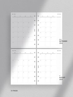 A6 - 2024/2025 Monthly Calendar - Vertical Overview - Blank - MO2P - 2 – KIREIQI 2025 Aesthetic, Monthly Printable, Monthly Planner Template, Planner Setup, Calendar Monthly, Perfect Planner