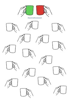 the instructions for how to draw hands and fingers with colored squares in each hand, which are