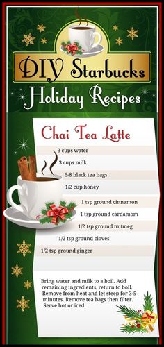 a recipe for chai tea latte is shown on the screen, with instructions to make