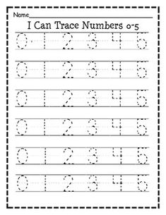 an i can trace numbers 0 - 5 worksheet