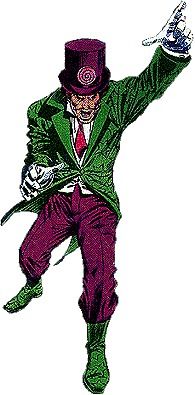 a drawing of a man in a green suit and top hat with his arms outstretched