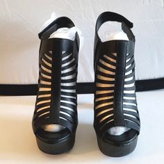 Womens Shoes Straps Size 7.5 B Black Heels Platform Velcro Closure. Women's High Heels Black Brand New Never Worm Platform Straps Black Velcro Closure Measurements: 7 In Ankle To Toes Under Shoe 9 In Ankle To Toes Over Shoe 2 .5 In Width Under Shoe 2 3/4 Width Over Shoe 5.5 In High Heels 1.5 In Platform Black Synthetic Heels With Round Toe, Black Synthetic Round Toe Heels, Modern Black Round Toe Heels, Black Open Toe Synthetic Heels, Black Platform Heels With Synthetic Material, Black Synthetic Platform Heels, Black Synthetic Closed Toe Heels, Black Open Toe Heels, Medium Width, Black Heels With Heel Strap In Synthetic Material