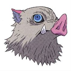 a drawing of an eagle's head with large blue eyes and pink beaks