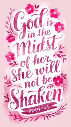 the bible verse with watercolor flowers on pink background