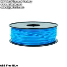 a spool of blue pla filament on a white background