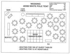 the seating plan for a wedding reception is shown in black and white, with an additional table