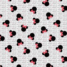 mickey mouse fabric with red and black polka dots on white background for wallpaper or curtains