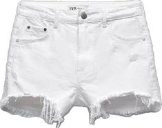 a pair of white denim shorts with holes