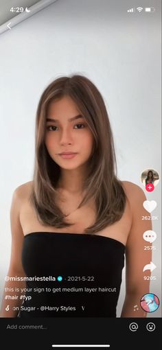 Maris Racal Haircut, Thinned Out Haircut, Straight Hair Mid Length Haircut, Mid Length Hair With Front Layers, Middle Length Haircut Straight, Straightened Hair With Layers, Long Bob Haircut With Layers Brunette, Soft Layers Mid Length Hair, Middle Layered Haircut