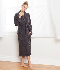 Barefoot Dreams CozyChic Long Wrap Robe | Dillard's Long Sleeve Fall Robe For Home, Long Sleeve Fall Home Robe, Fall Long Sleeve Home Robe, Fitted Fall Loungewear Robe, Fitted Robe For Loungewear In Fall, Fitted Fall Robe For Loungewear, Fitted Long Sleeve Lounging Robe, Long Sleeve Robe With Pockets For Home, Winter Loungewear Robe With Shawl Collar