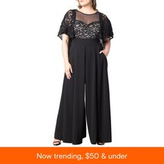 in stock Elegant Black Jumpsuits And Rompers For Gala, Bride Jumpsuit, Jumpsuit Plus Size, Formal Jumpsuit, Jumpsuit Dressy, Sequin Jumpsuit, Cape Sleeves, Plus Size Jumpsuit, Lace Bodice